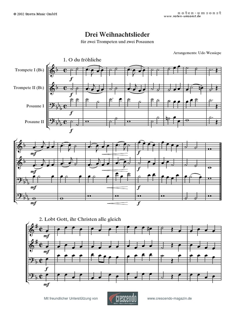 Feine NotenWeihnachtslieder_a4_bl Trompete Posaune