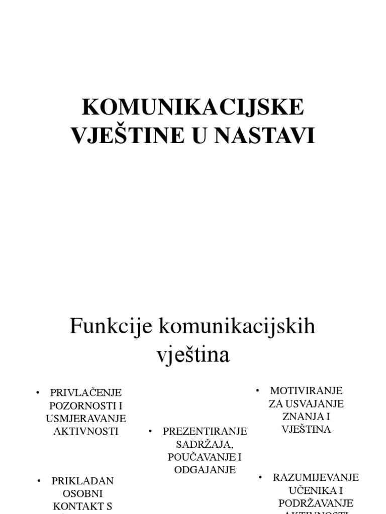 Komunikacijske Vje©tine U Nastavi 12345 | PDF