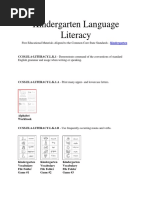 Kindergarten Core Standards
