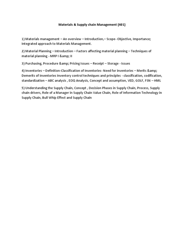 Materials & Supply Chain Management | PDF