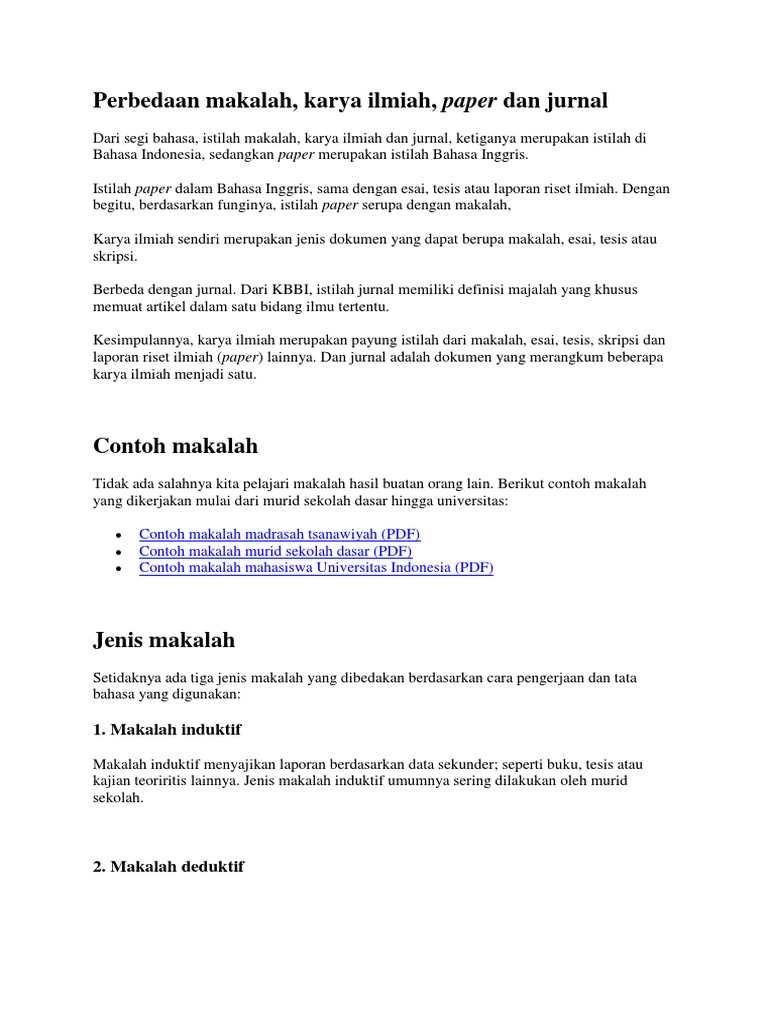 Makalah Adalah Kbbi Contoh Makalah