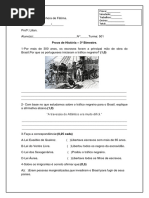 Prova de Historia Do 3º Bimestre