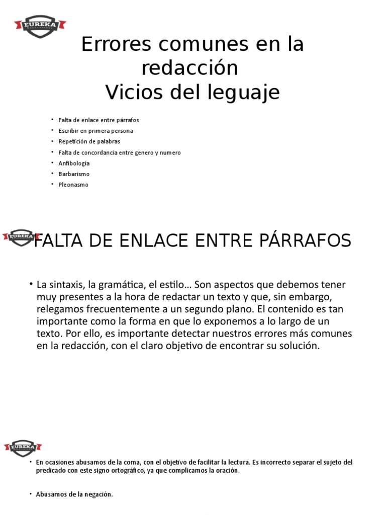 Errores Comunes en la Redacción | PDF | Sustantivo | Verbo