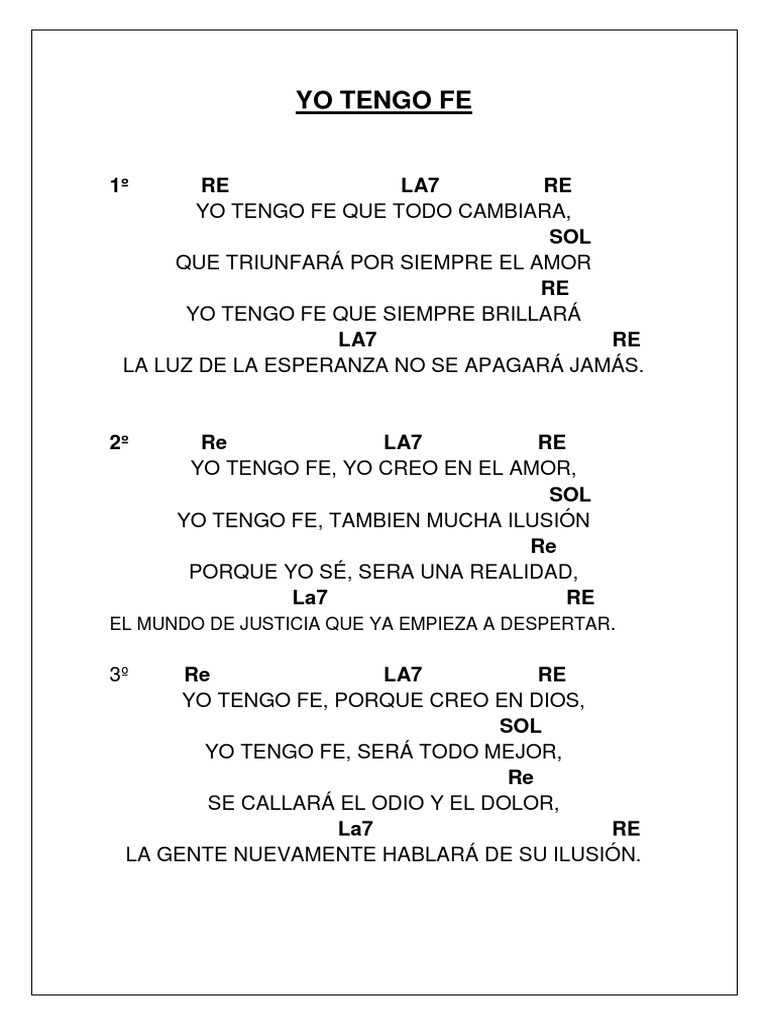 Yo Tengo Fe: Letra y Mensaje | PDF | Musica en español