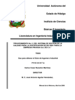 Procedimiento No 11 Del Sistema de Gestión de La Calidad para La Certificación de ISO 9001 para La Empresa PROCISA S.A. de C.V PDF