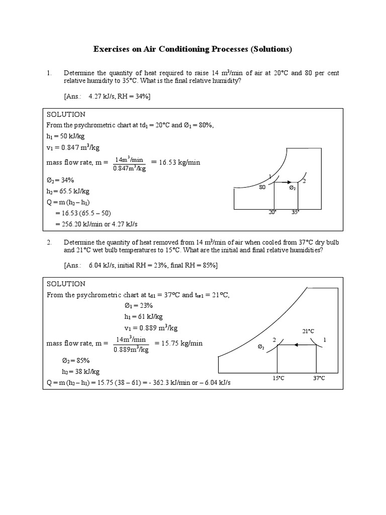 Air Conditioning Process Solutions | PDF | Relative Humidity | Air ...