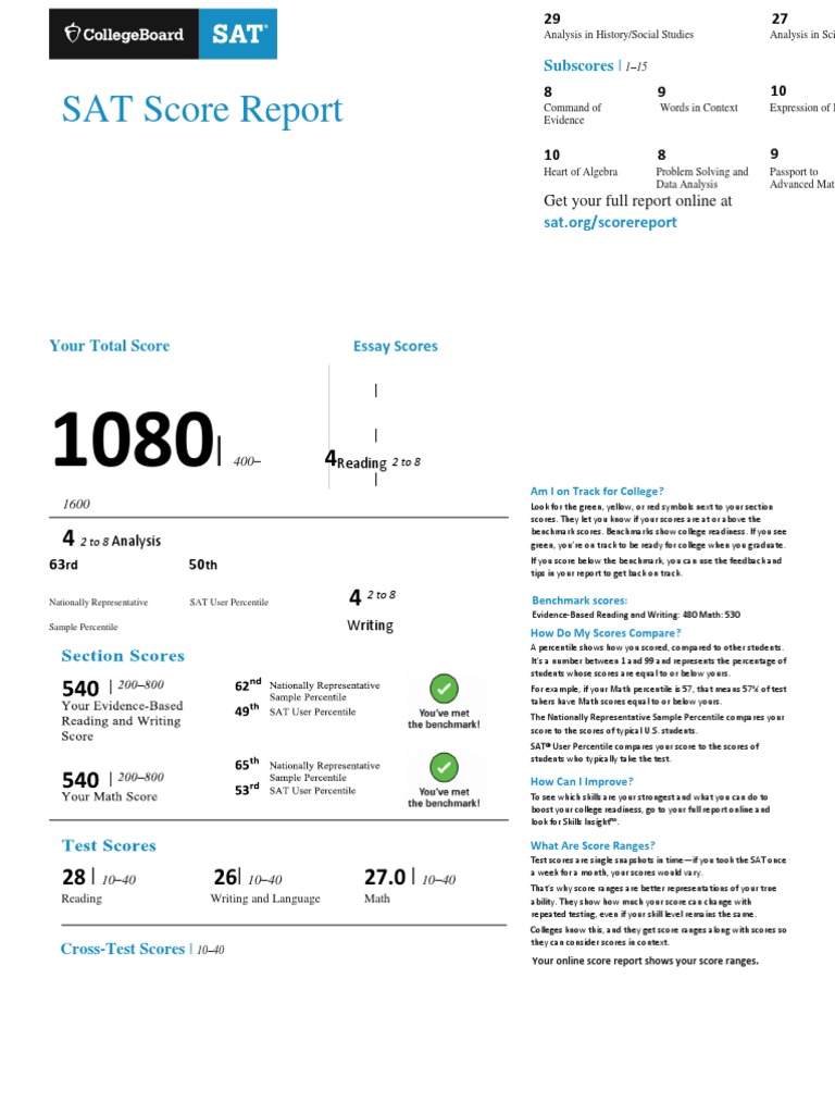 3studentscorereport 1504834753277 | PDF | Sat | Cognitive Science