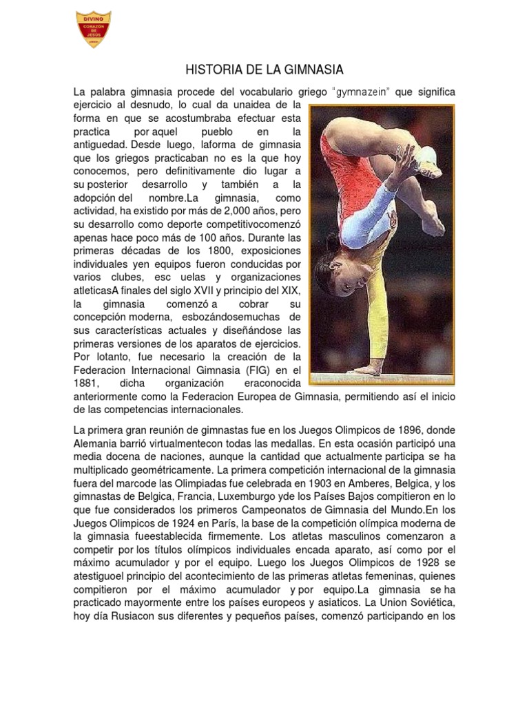 Historia de la gimnasia deportiva | PDF | Gimnasia | Deportes de interior
