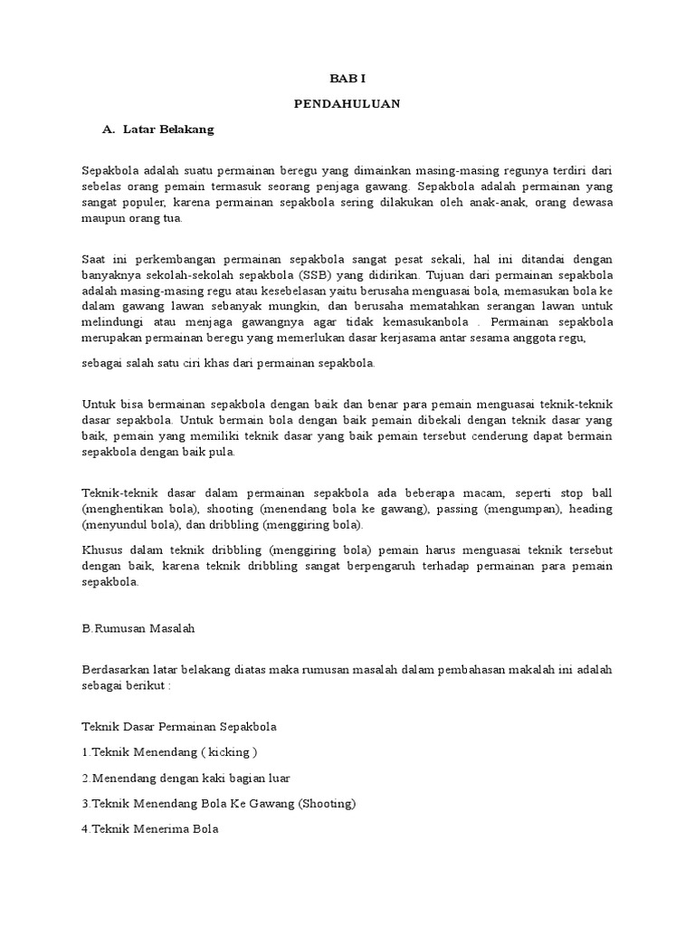 Makalah Sepak Bola Teknik Menyudul Lengkap
