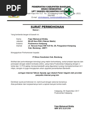 Surat Permohonan Penambahan Bandwtih
