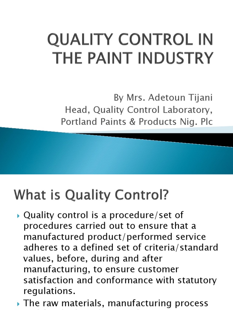 Quality Control in the Paint Industry Paint Epoxy