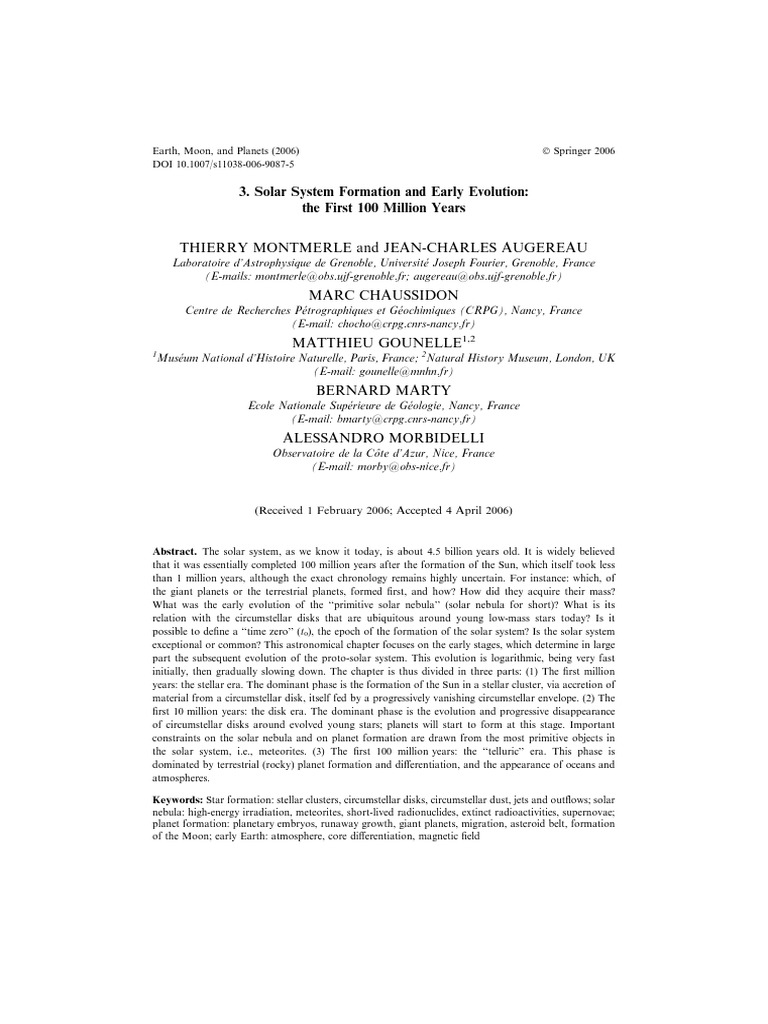 Solar System Evolution | PDF | Cosmic Dust | Stars