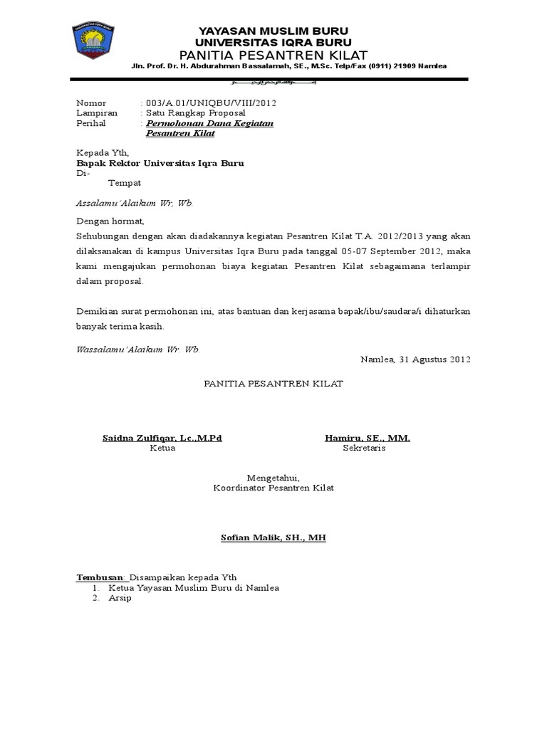 Proposal Pesantren Kilat 2012 No 03 Doc