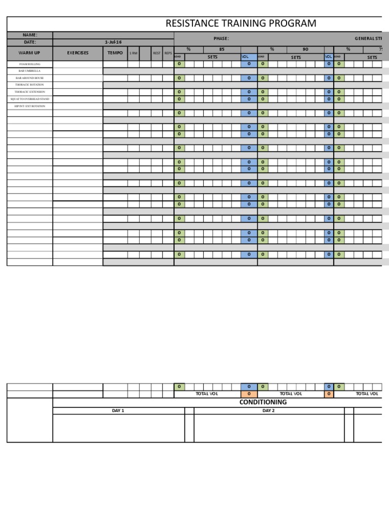 Resistance Training Program Overview | PDF | Strength Training ...