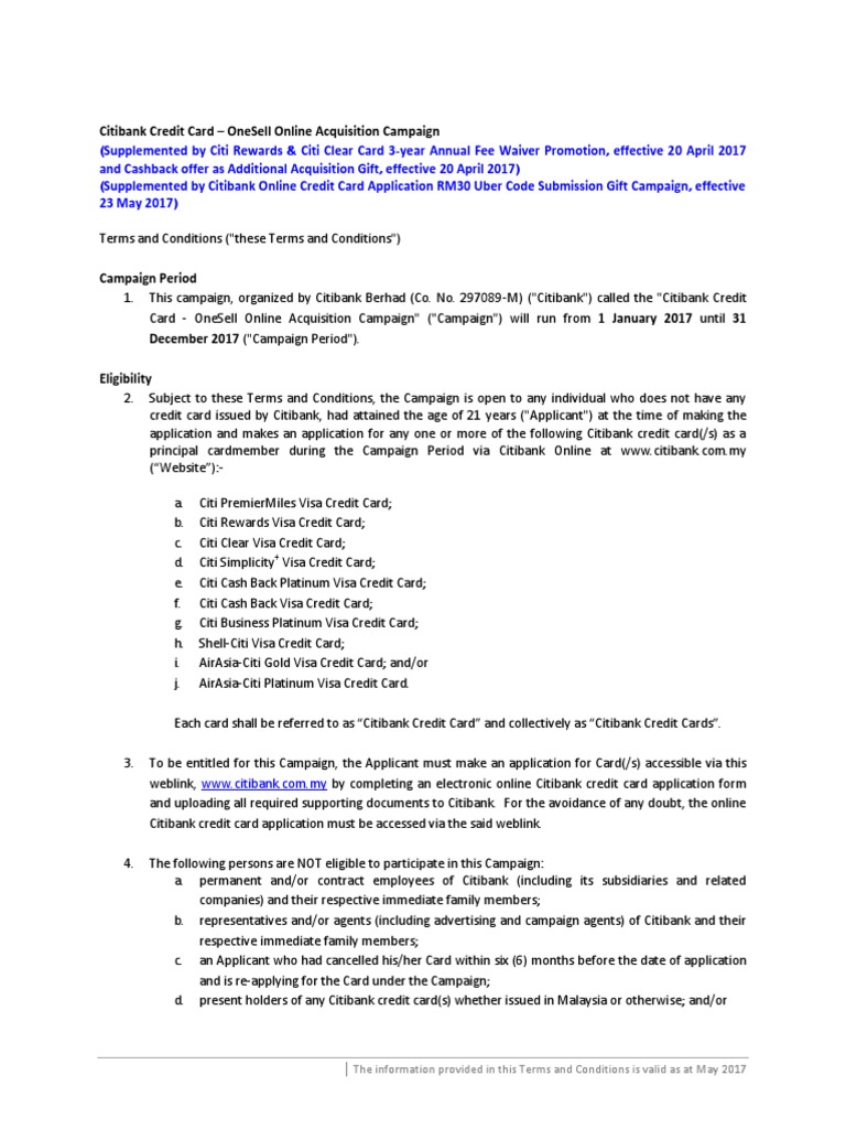 citi online card acquisition tnc | credit card | citigroup