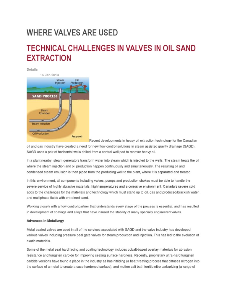 SAGD Valve Solutions for Oil Sands | PDF | Valve | Petroleum