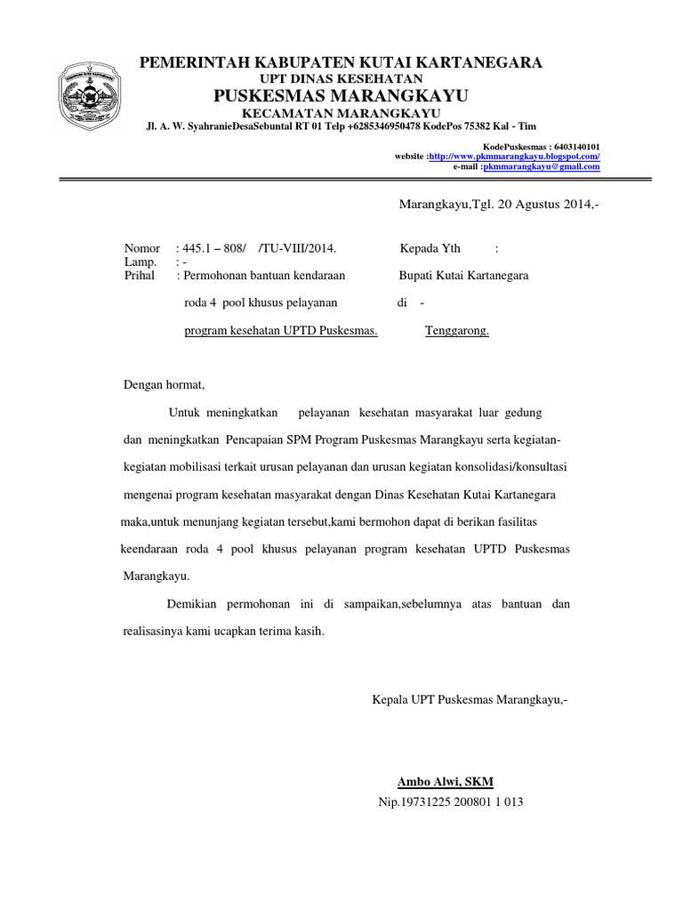 Surat Permohonan Kendaraan Roda 4