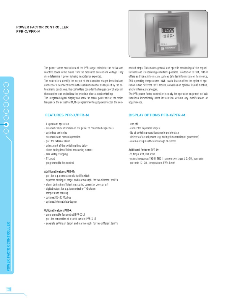 PFR Power Factor Controller Overview | PDF | Electric Power ...