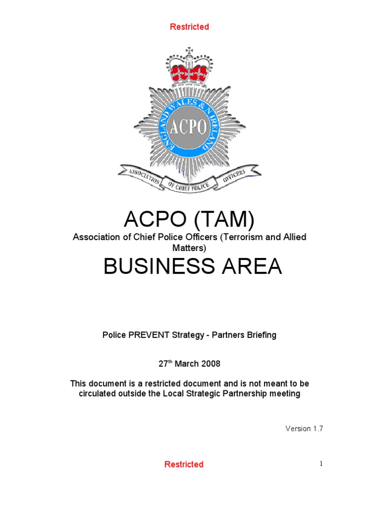 ACPO - Police Prevent Strategy | PDF