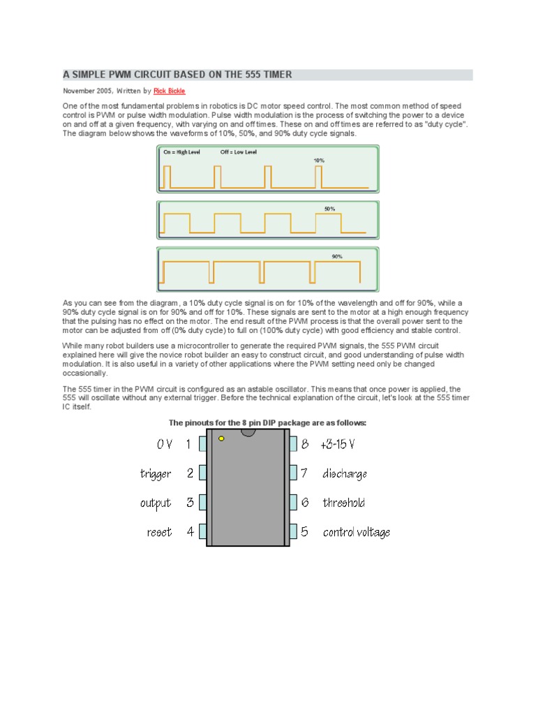 Simple 555 Timer PWM Circuit Guide | PDF