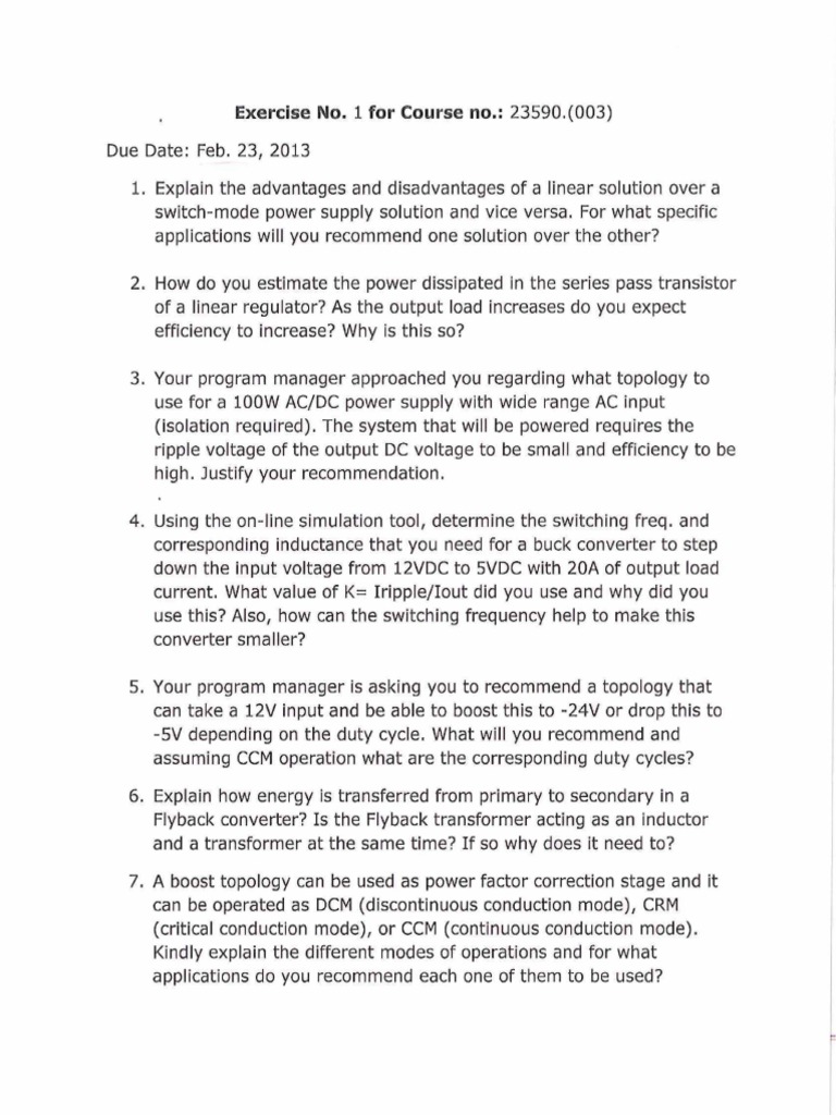 Power Supply Questions PDF PDF Power Supply Power Engineering
