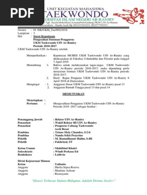 Contoh Surat Dispensasi Taekwondo