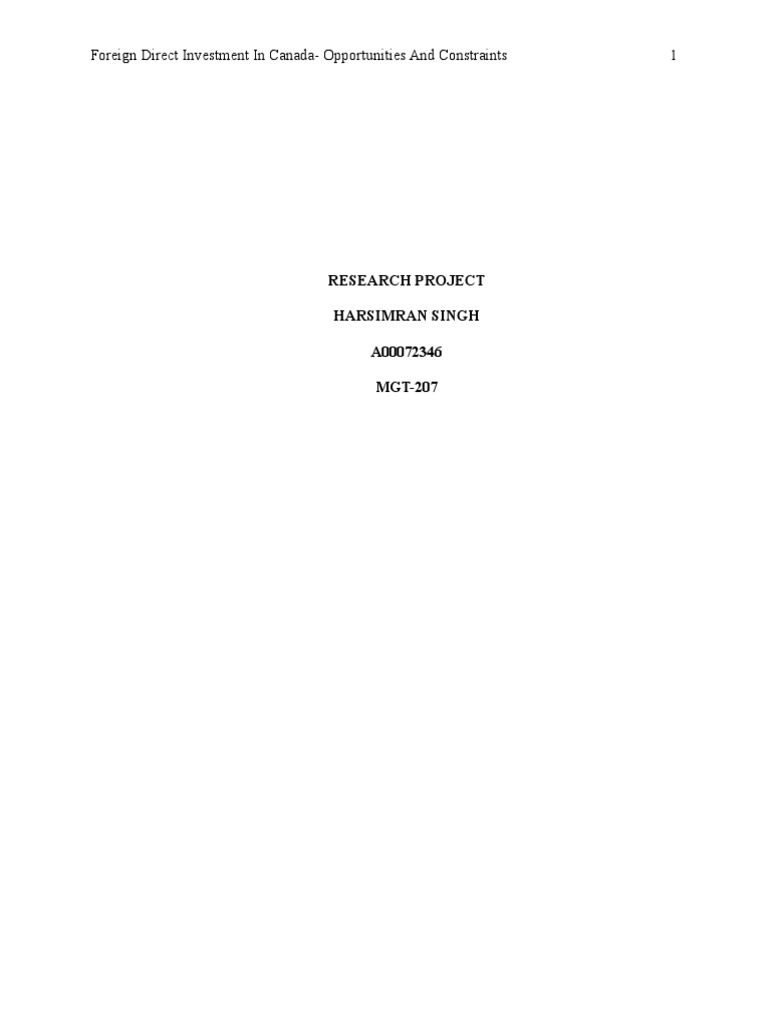 Introduction To Fdi in Canad3 | PDF | Foreign Direct Investment ...