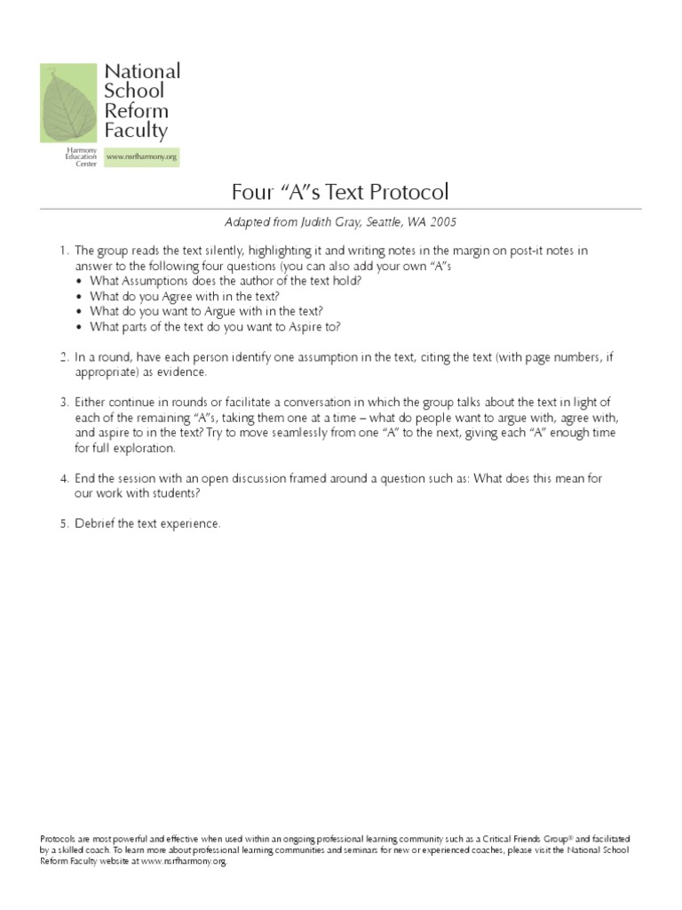 The Four As Text Protocol Pdf