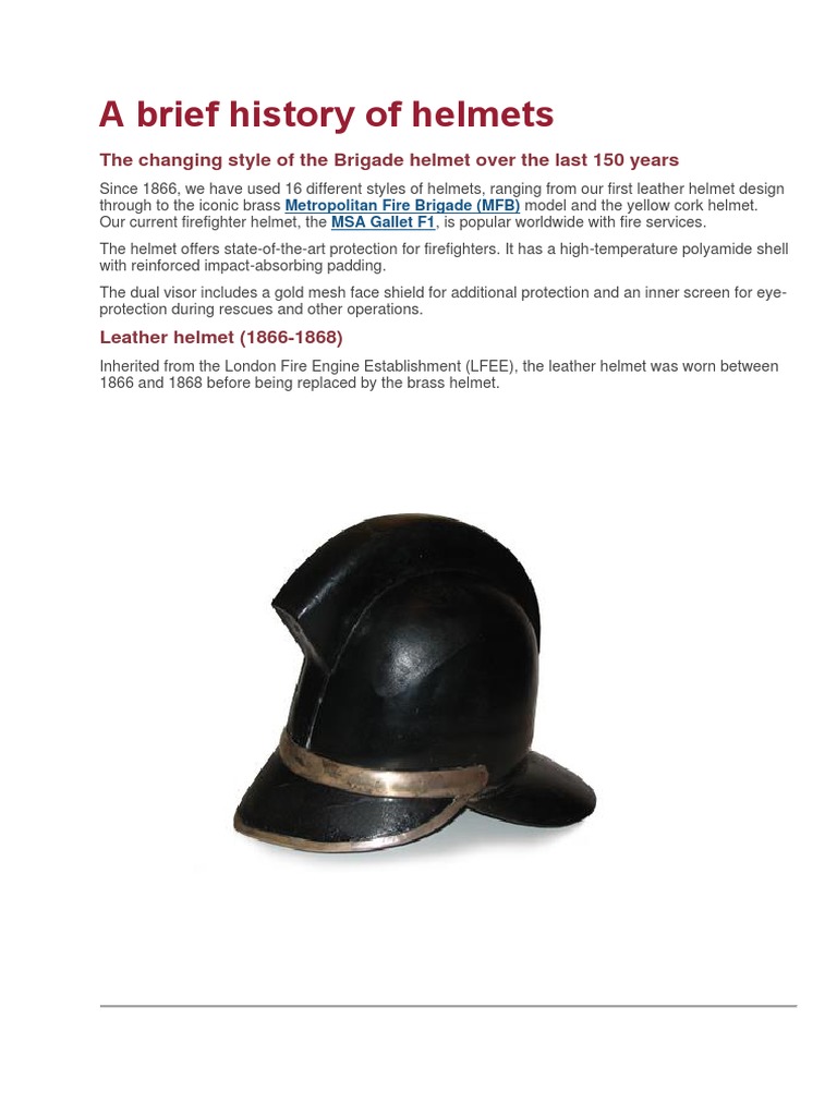 A Brief History of Helmets | PDF | Helmet | Firefighter