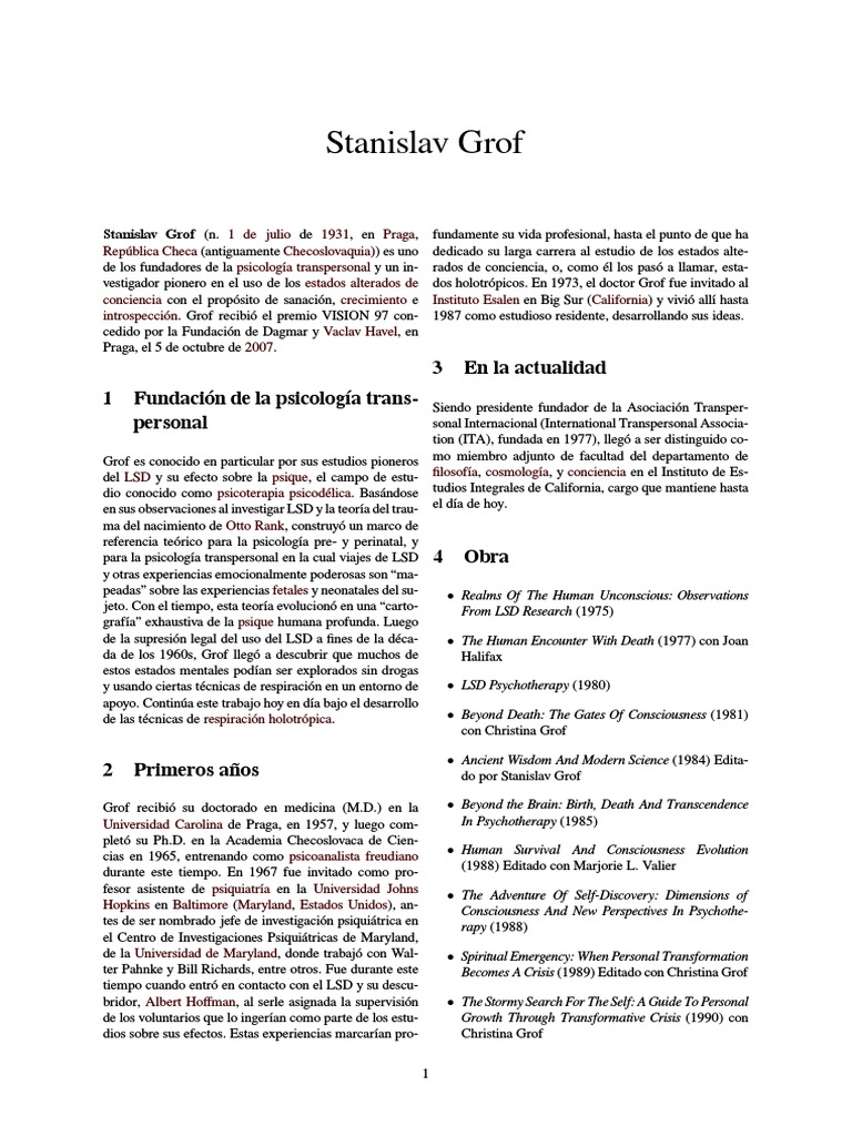 Stanislav Grof: Psicología Transpersonal | PDF | Salud mental | Aparición