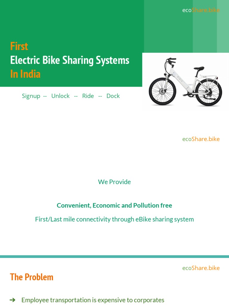 First in India: Electric Bike Sharing Systems | PDF | Road Transport ...