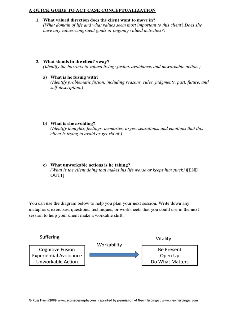 ACTA Quick Guide To Act Case Conceptualization PDF