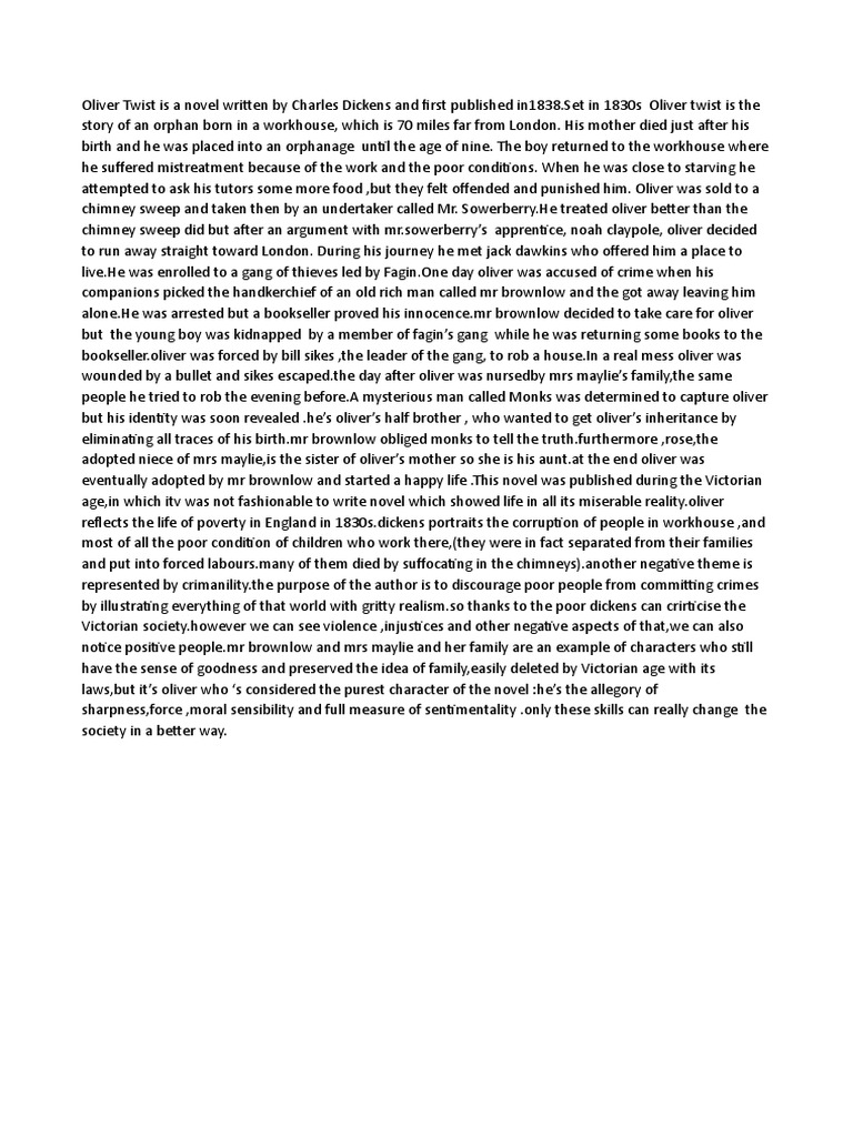 Oliver twist short essay image