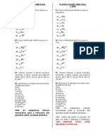 Revisão provão bimestral de 1o ano com questões de distribuição eletrônica, camadas de elementos, massas moleculares