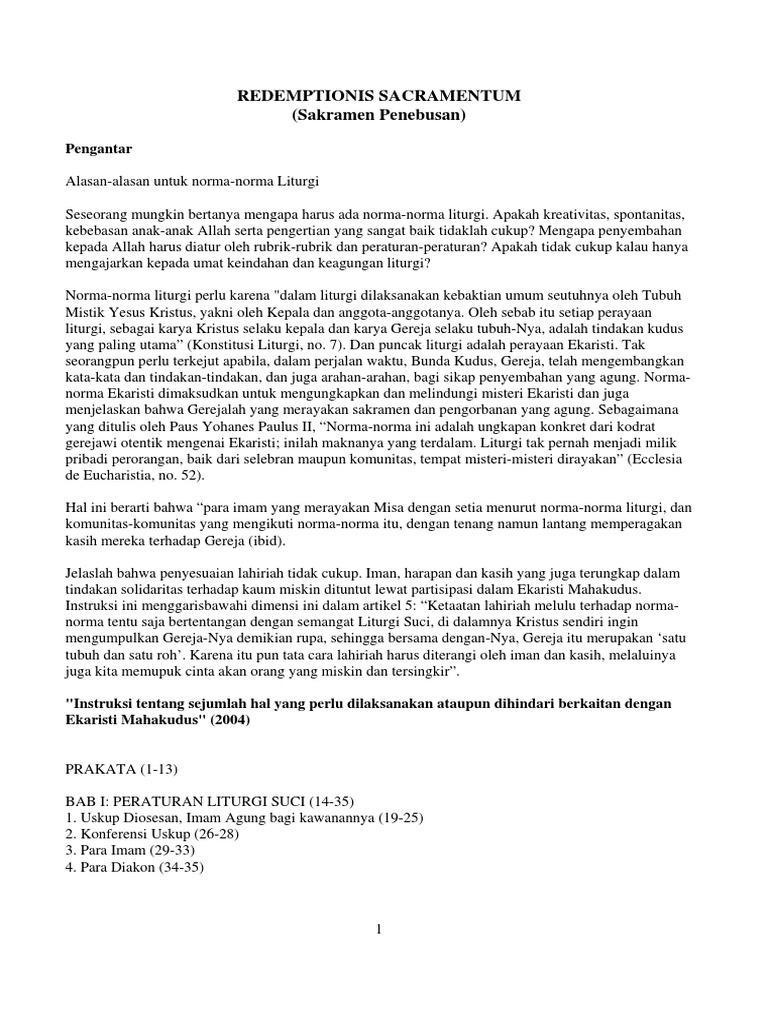 2004 Instruction Redemptionis Sacramentum Indonesia Pdf