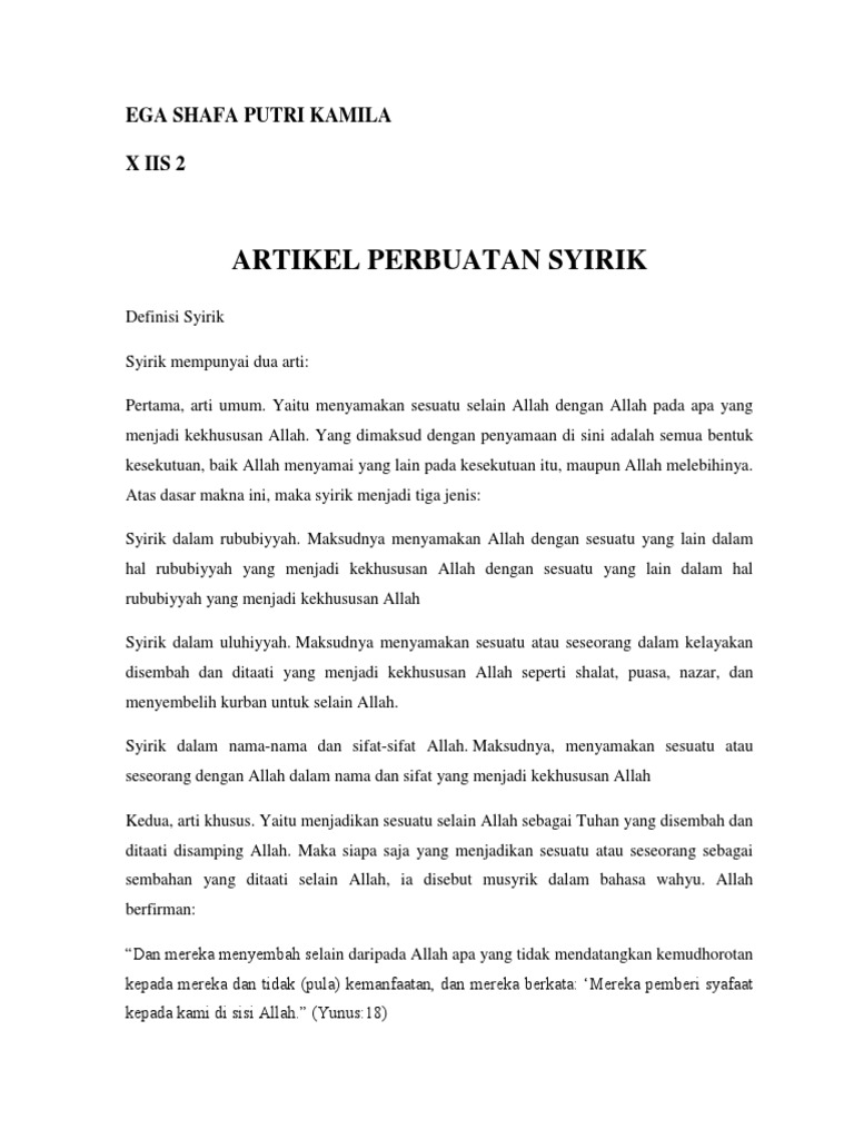 Pengertian Syirik Dan Contohnya Ketahui Untuk Dapat Menghindarinya