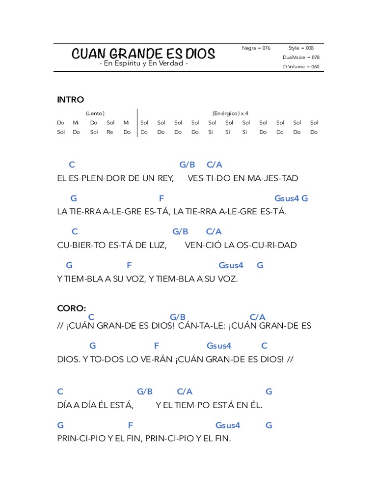 Cuan Grande Es El Letra Y Acordes