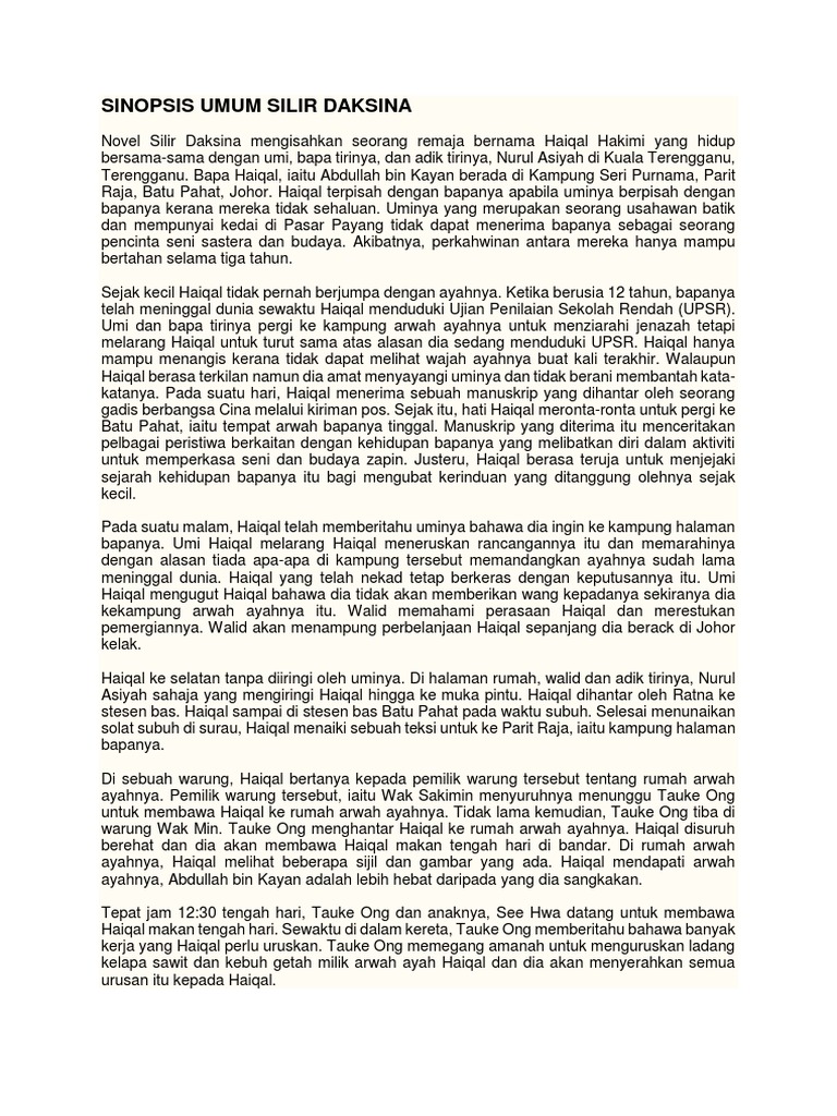 Sinopsis Umum Silir Daksina Pdf