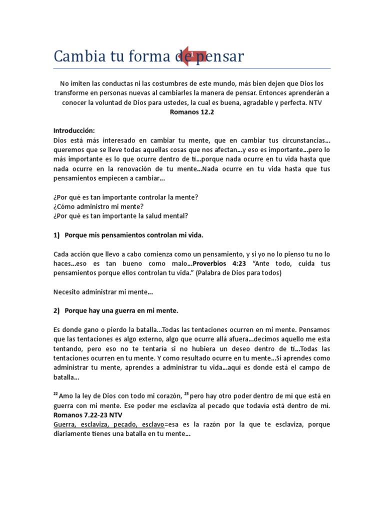 Cambia tu forma de pensar y vive mejor | PDF | Mente | Salmos