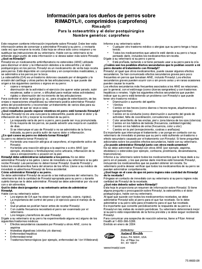 Pfizer Rimadyl Caplets SP Final | PDF | Droga anti-inflamatoria libre ...