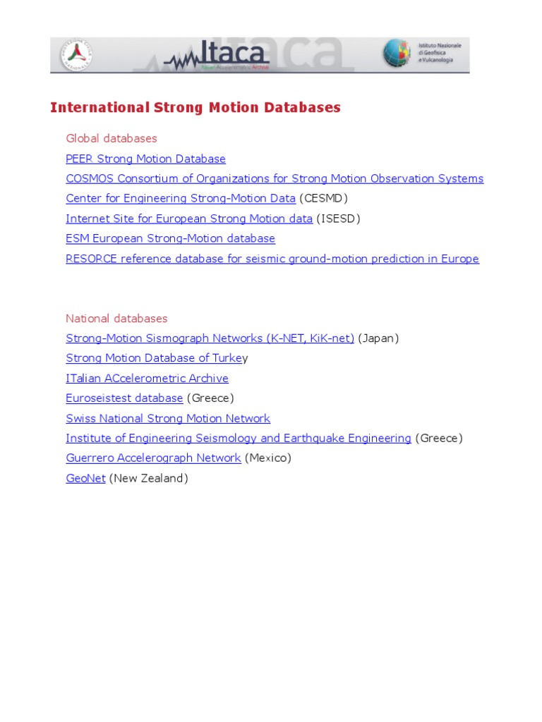 Global Strong Motion Databases Overview | PDF | Seismology | Solid ...
