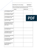 Activity: People Search (Identifying Prior Knowledge) Worksheet 1