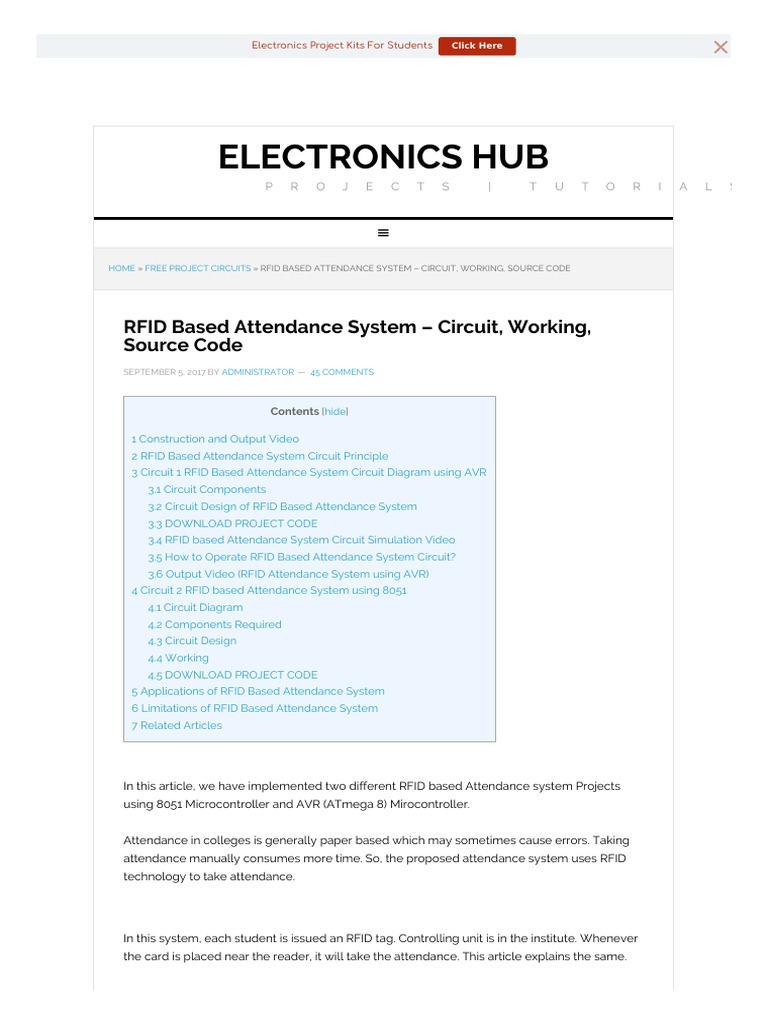 Rfid Based Attendance System | PDF | Radio Frequency Identification ...