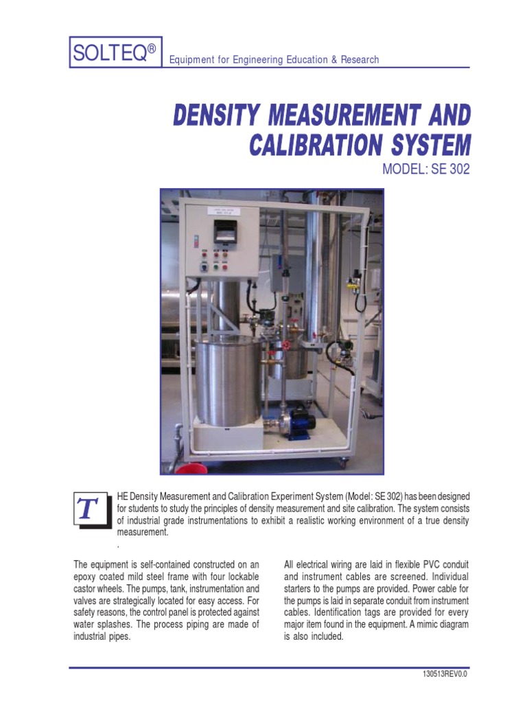 Density Measurement and Calibration Experiment System SE302 PDF