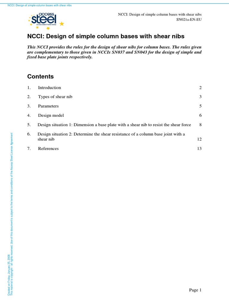 Shear Key Column Screw