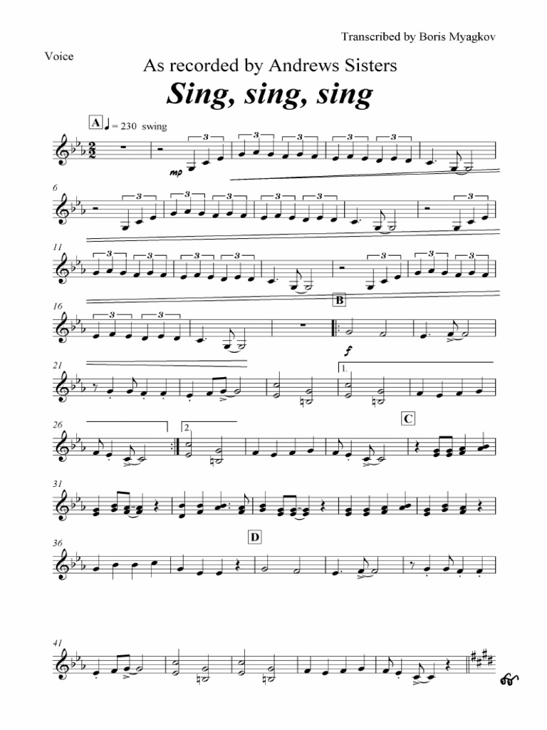 Sing Sing Sing Full Big Band Andrew Sisters Pdf Elementary Organology Popular Music