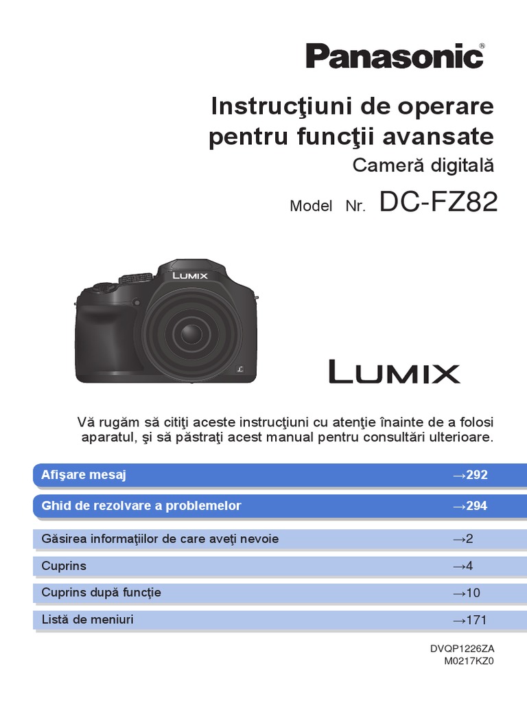 Panasonic Lumix DC-FZ82 DC-FZ80 Advanced Manual Romanian