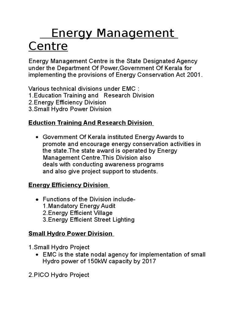 Energy Management Centre Eduction Training and Research Division PDF