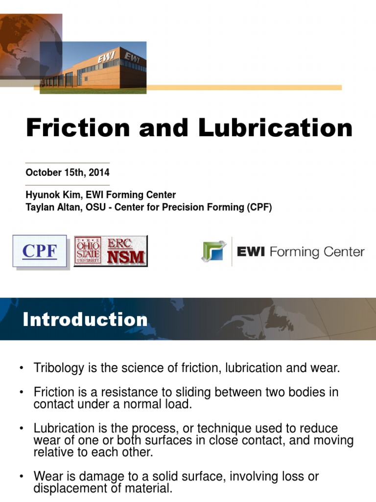 Friction and Lubrication | PDF | Friction | Wear