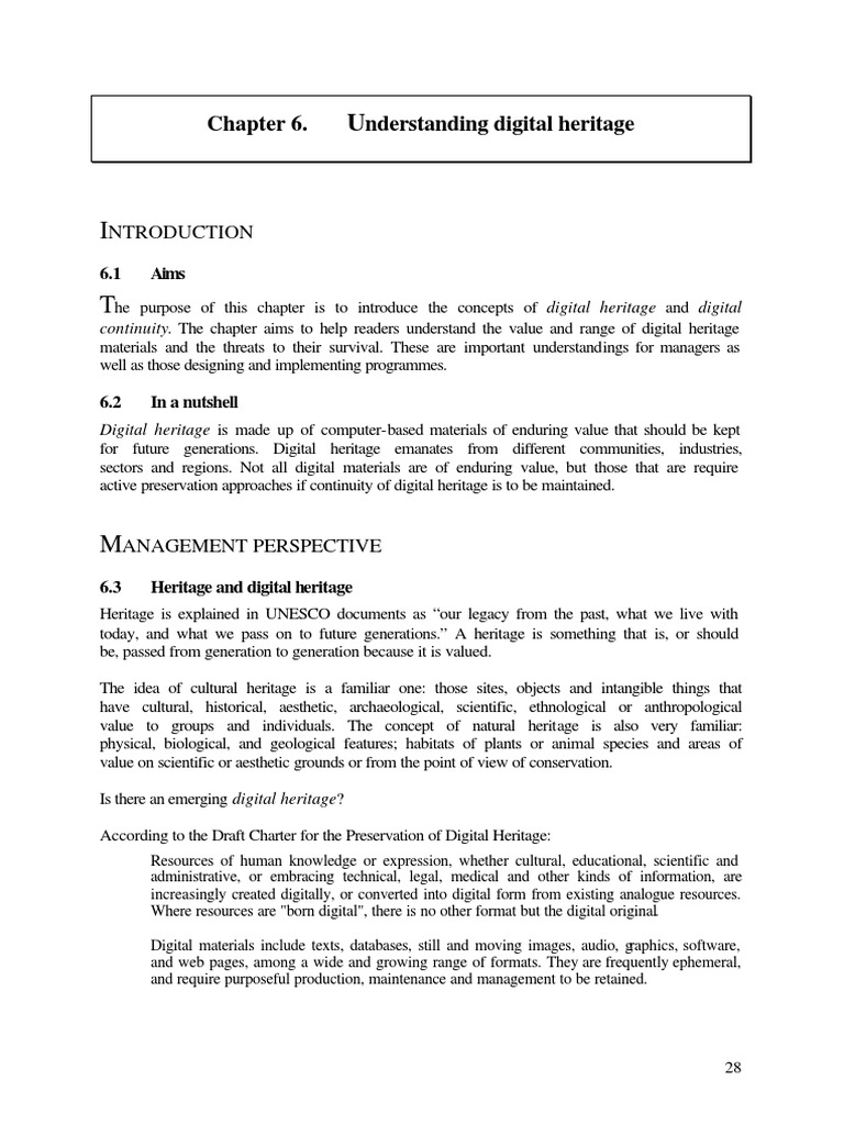 Digital Heritage: Concepts and Management | PDF | Cultural Heritage ...